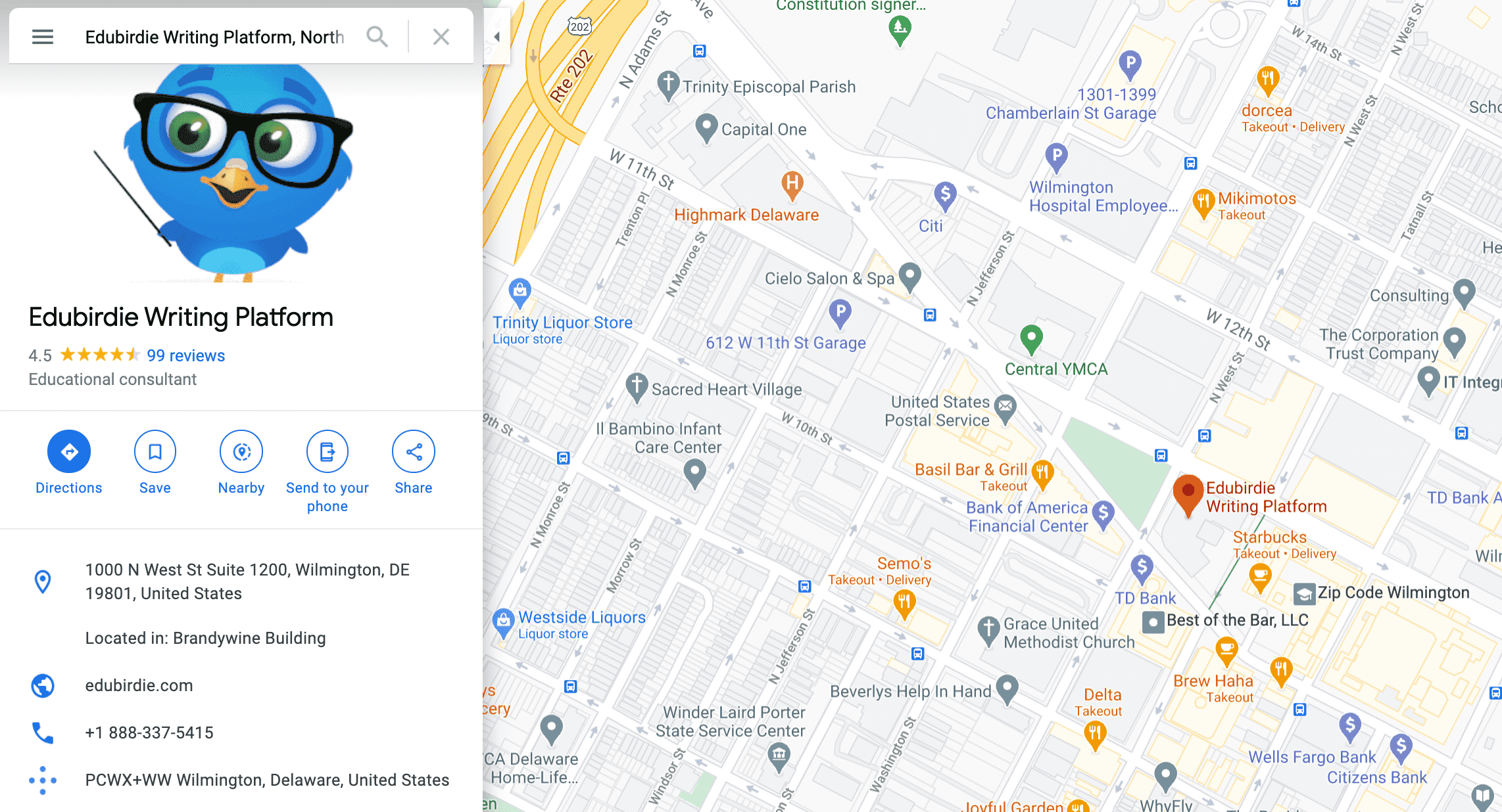 EduBirdie located Wilmington google maps