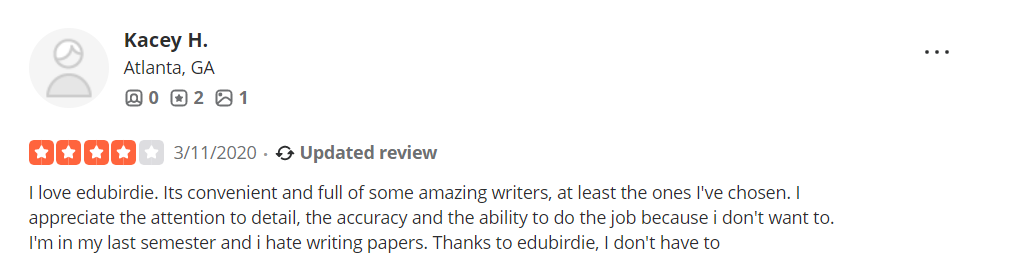 edubirdie review on Yelp.com 2.0